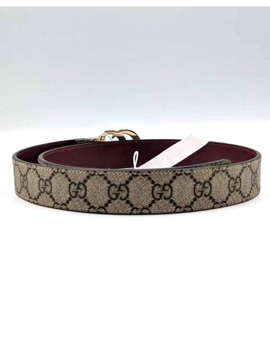 Gucci GG Supreme Marmont W30mm Reversible  Belt Beige Rosso Ancora Red 85cm 6594 main image 5